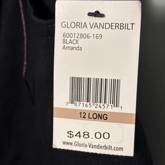 NWT Gloria Vanderbilt Amanda Jeans Black New 12 Pants Work - Picture 3 of 11